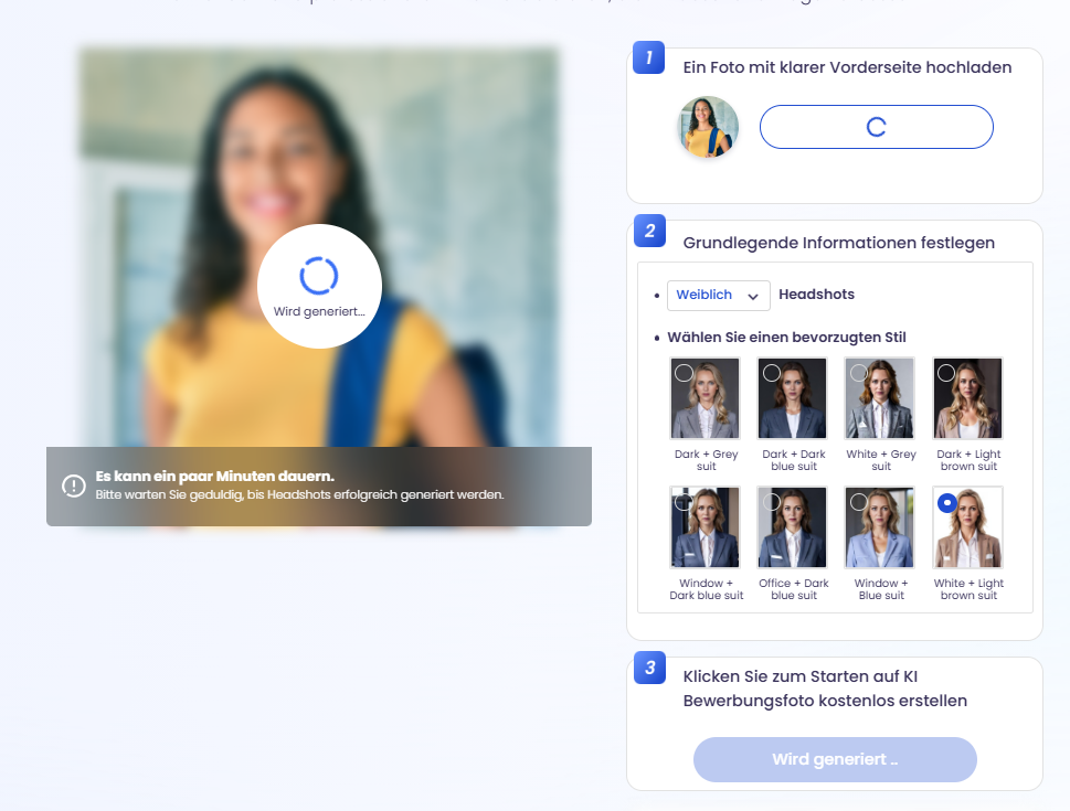 KI Bewerbungsfoto Generator